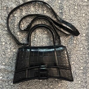 Balenciaga Black XS Hourglass Top Handle Bag